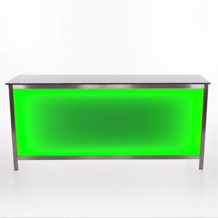 Folding counter made of stainless steel with PE surface & LED light box 1.25 m PE granite