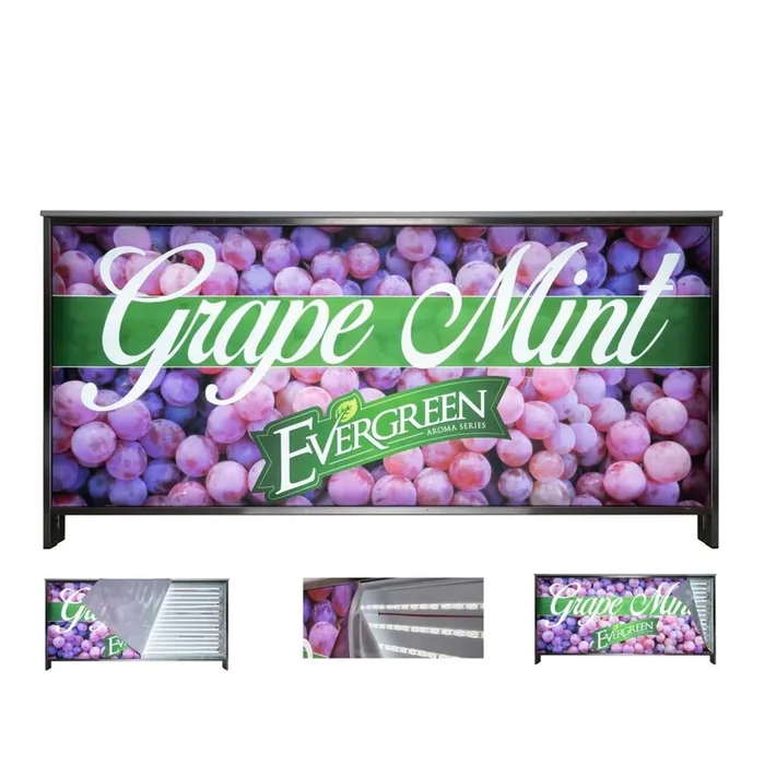 Folding counter with LED backlit panel & print 1.25 m PE black/white