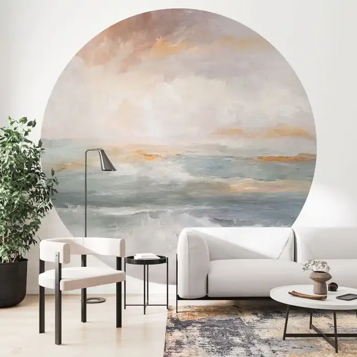 Fototapete Abstrakte Wellen im Licht der Dämmerung – Alpenglow Workshop – Rund – Selbstklebend/Vlies