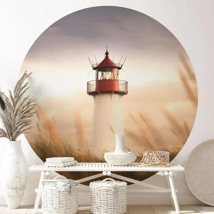 Fototapete Leuchtturm an der Küste von Sylt – Eisenmann – Rund – Selbstklebend/Vlies