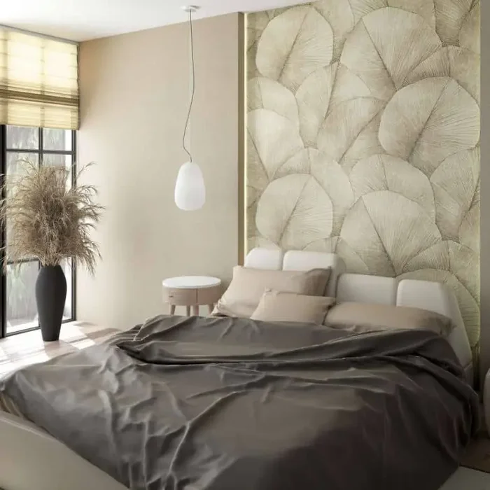 Fototapete mit großen Blättern beige Floral 2,70 x 2,12 m