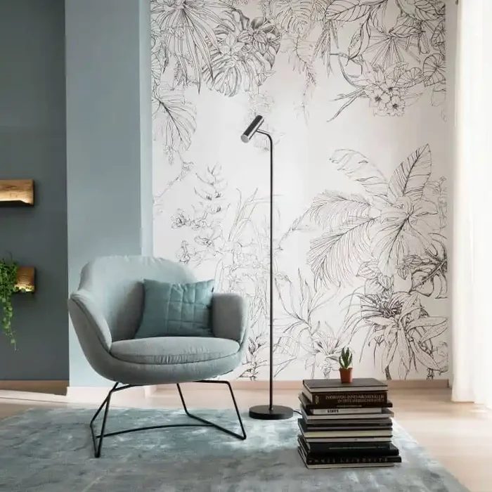 Fototapete Schwarz Floral für Wohnzimmer Schlafzimmer 2.70 x 2.12 cm