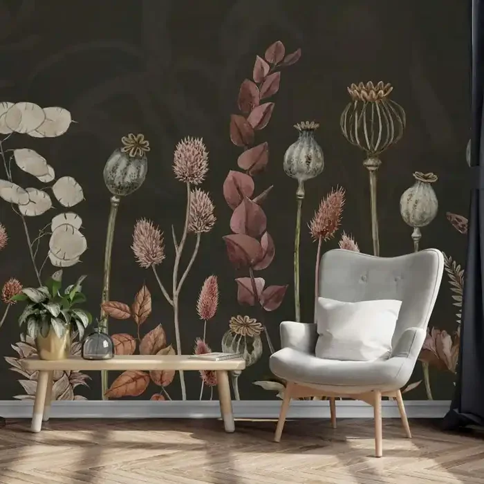 Fototapete Sir Edward – Trockenblumen Oliv