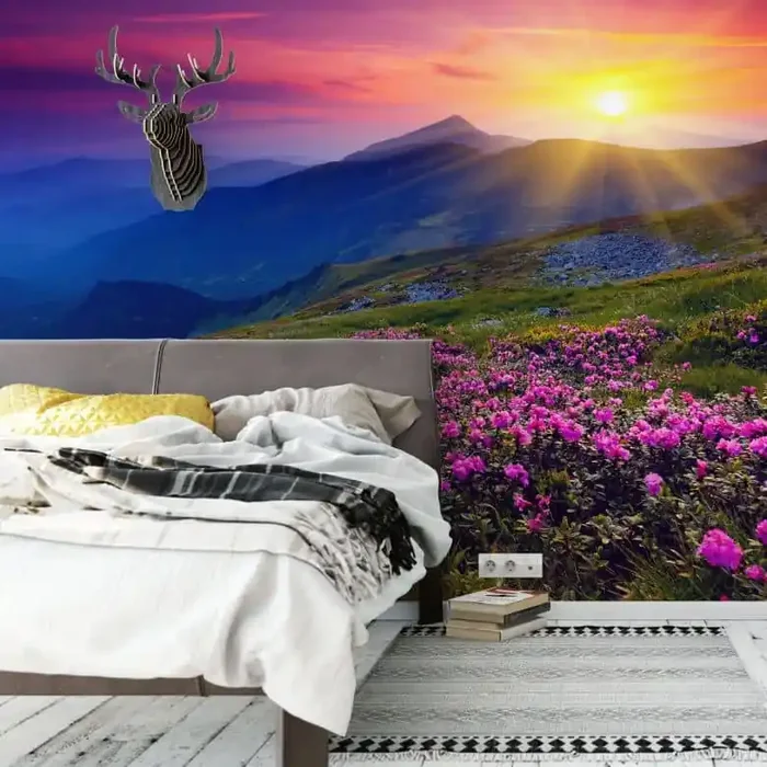 Fototapete Sonnenuntergang in den Bergen