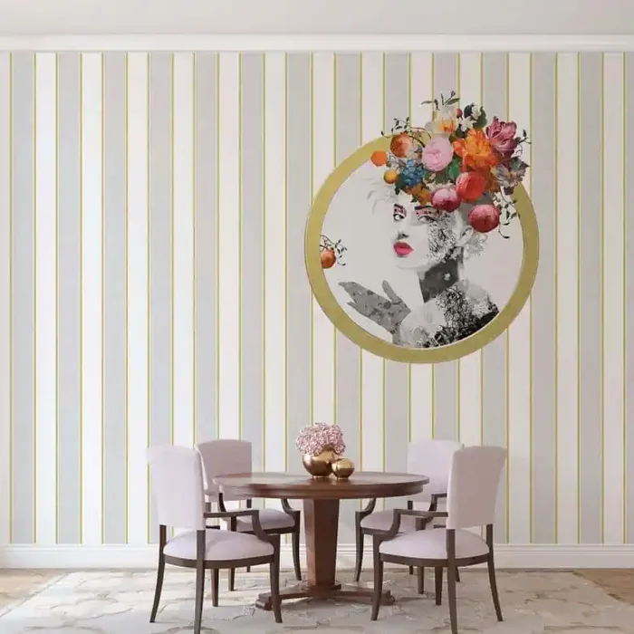 Fototapete Streifen, Gesicht Streifen Klassisch, Romantisch matt in Weiß 2,70 x 1,59m