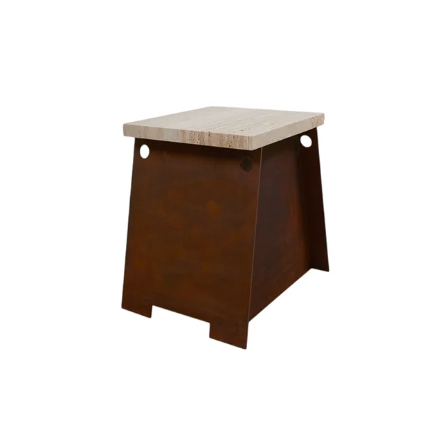 Frama 64 Beistelltisch Cortenstahl/Travertin