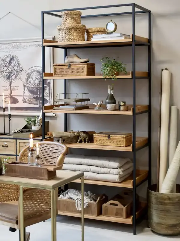 Französisches Standregal Hochregal Bücherregal Raphaël Vintage 6 Holzböden 210/100