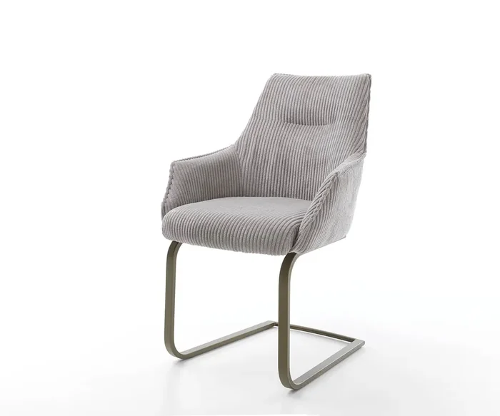 Freischwinger Alja-Flex mit Armlehnen Cord Silbergrau Freischwinger flach Effektfinish Titan Taschenfederkern