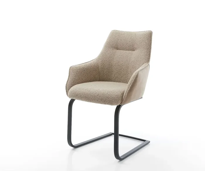 Freischwinger Alja-Flex mit Armlehnen Materialmix Schlamm Freischwinger flach Schwarz Taschenfederkern