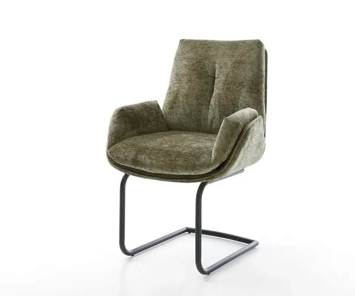 Freischwinger Clea-Flex Chenille Olive Freischwinger rund Schwarz