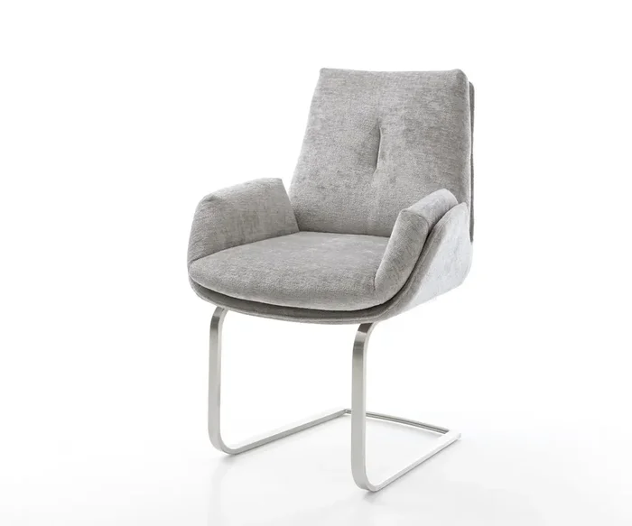 Freischwinger Clea-Flex Chenille Silbergrau Freischwinger flach Edelstahl