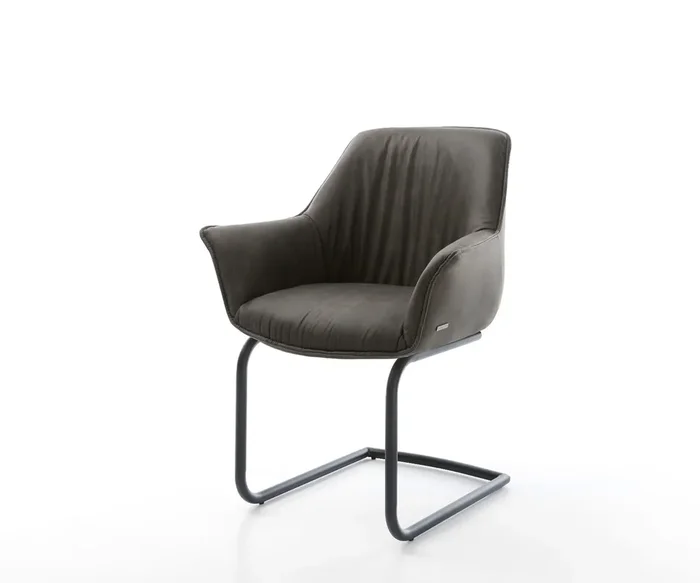 Freischwinger Keila-Flex mit Armlehnen Mikrofaser Anthrazit Vintage Freischwinger rund Schwarz