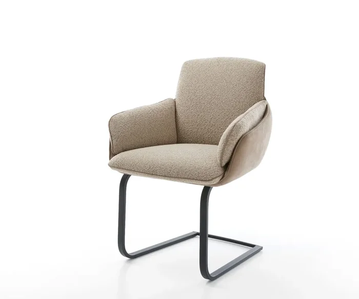 Freischwinger Luan-Flex mit Armlehnen Materialmix Schlamm Freischwinger flach Schwarz