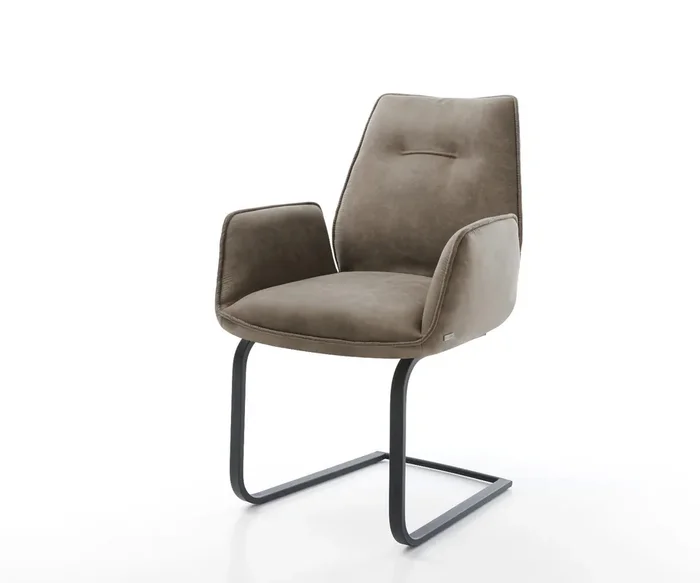 Freischwinger Zoa-Flex Mikrofaser Taupe Vintage Freischwinger flach Schwarz Taschenfederkern