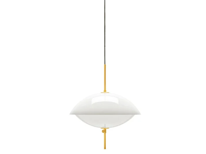 Fritz Hansen CLAM™ Pendelleuchte D.44 Weiß/Messing Entworfen von Ahm & Lund