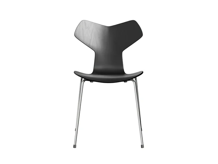 Fritz Hansen Grand Prix Stuhl – Verchromte Basis/Gefärbte Esche Entworfen von Arne Jacobsen