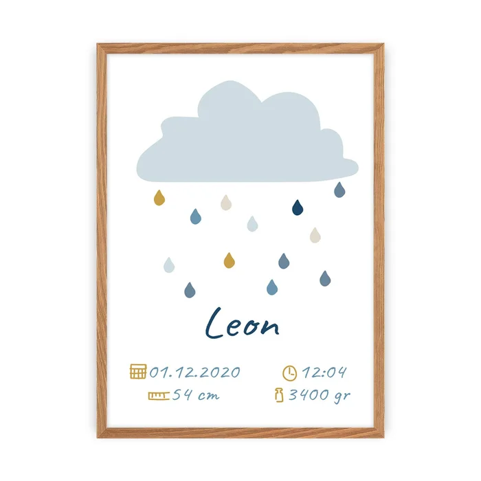 Geburtstableau Yellow Tipi Rain of Happiness [Größe 30×40 cm]