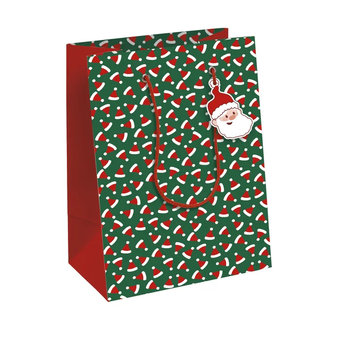 Geschenkbeutel kleiner Weihnachtsmann Décopatch Excellia [Größe 21,5×10,2×25,3 cm]