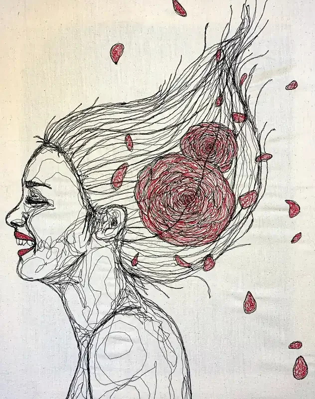 Gesticktes Porträt TEA von Loredana Giulioli