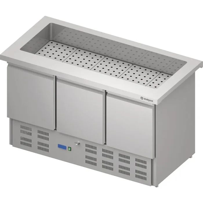 Getränke-Kühltisch „Free Flow“, dreitürig 1465x735x880 mm Edelstahlabdeckung