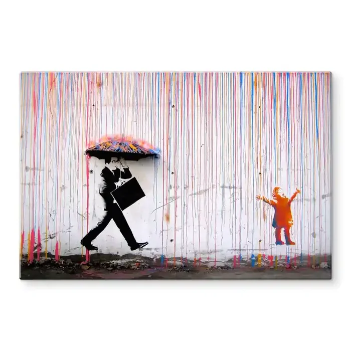 Glasbild Banksy – Coloured Rain
