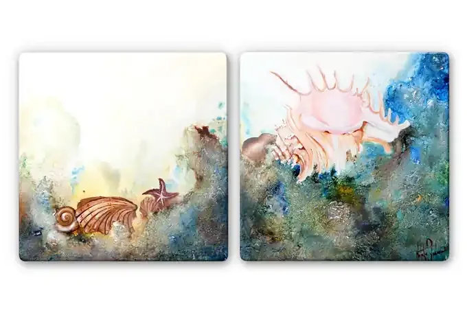 Glasbild Fedrau – Muscheln (2-teilig)