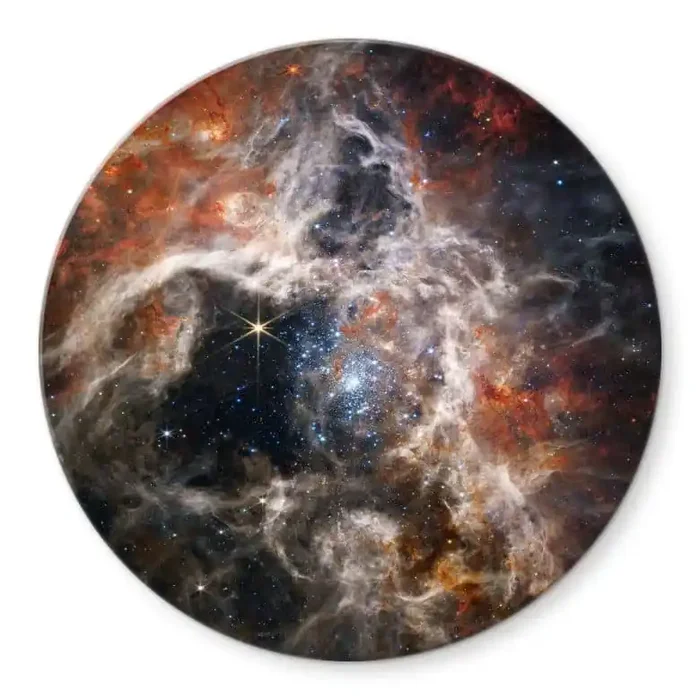 Glasbild James Webb Telescope – Tarantula Nebula – Rund