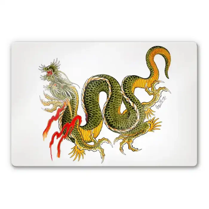 Glasbild Miami Ink Drache