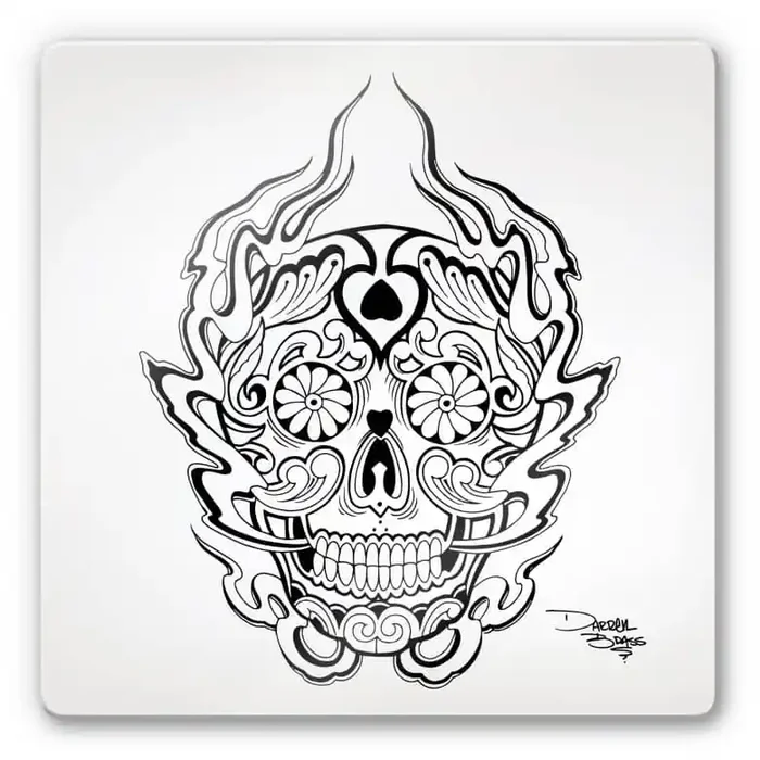 Glasbild Miami Ink Mexikanische Totenmaske 1