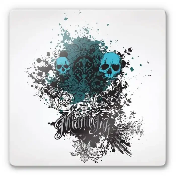 Glasbild Miami Ink Schädel mit Ornamenten