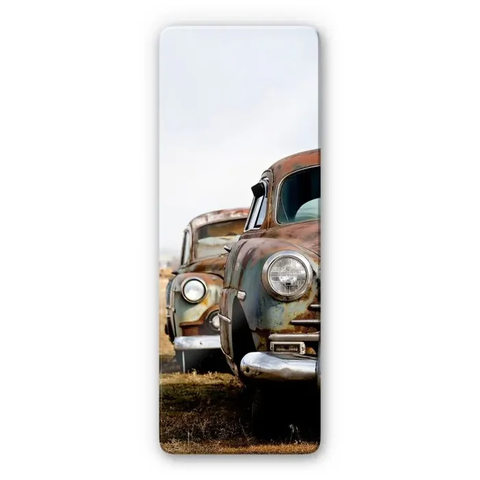 Glasbild Old rusted Cars – Panorama