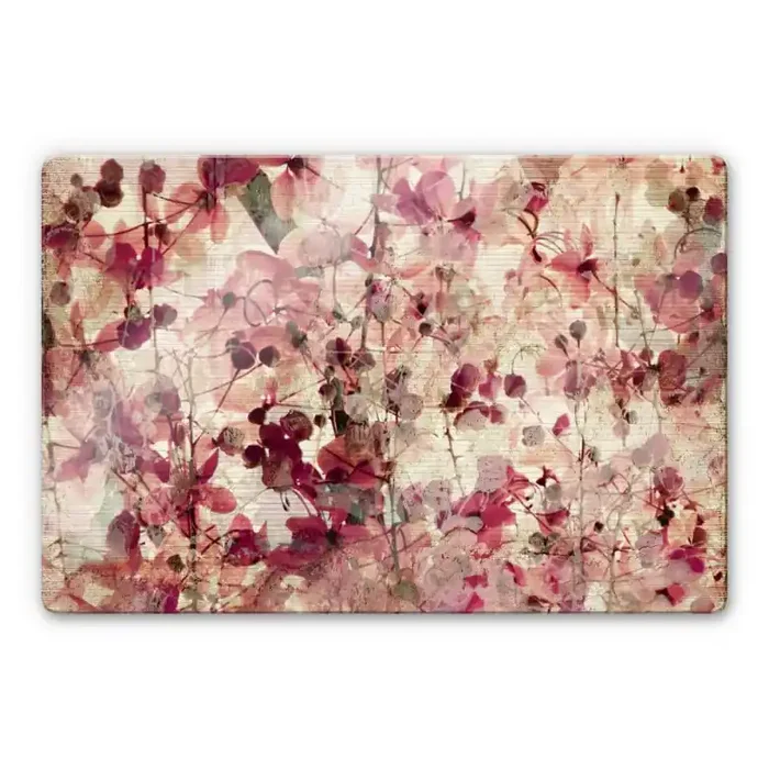 Glasbild Vintage Blütenmuster