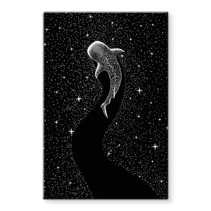 Glasbild Walhai im Ozean der Sterne – Cakir