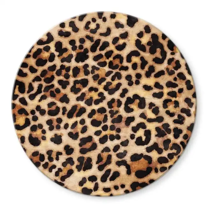 Glasbild Wilder Leopard – Animal Print – Tunaboylu – Rund