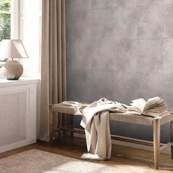 Grafik-Tapete Grau Silber – Strukturtapete Metallic-Effekt – Vliestapete Wohnzimmer Küche