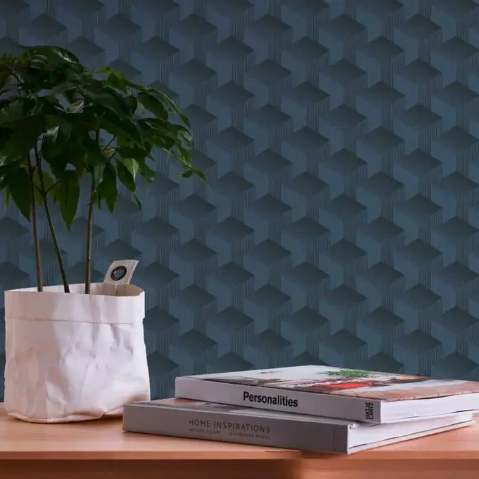 Grafiktapete Grau Schwarz – Retro-Tapete 3D-Effekt – Vliestapete Wohnzimmer Schlafzimmer