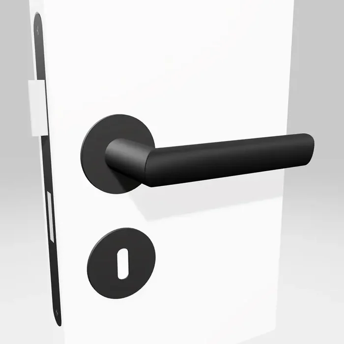 Griffwelt Türgriffgarnitur Piatto Portofino Flat Round Tiefschwarz