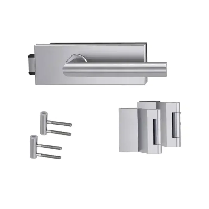 Griffwerk Glasdrehtürenbeschlagset Puristo S Lucia Edelstahl matt