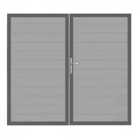 GrojaLumino Alu Steckzaun Doppeltor DIN Links Sonderbreite H 180cm silbergrau DB703