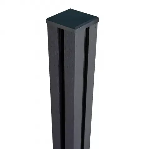 GrojaSolid Steckzaun Pfosten anthrazitgrau, inkl. Kappe, – 10x10x240cm