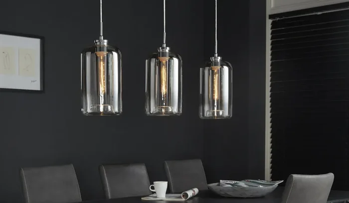 Hängelampe Industrial Bulb 3 Zylinder Klarglas Silberfinish