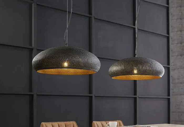 Hängelampe Vintage Punch Industrial Dots 2 Schirme Metall Ø 53 cm