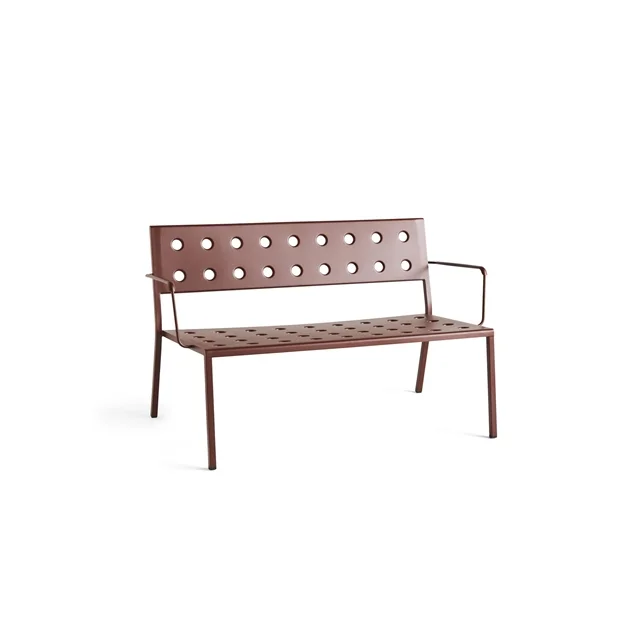 HAY Balkon Lounge Bank mit Armlehne Eisenrot