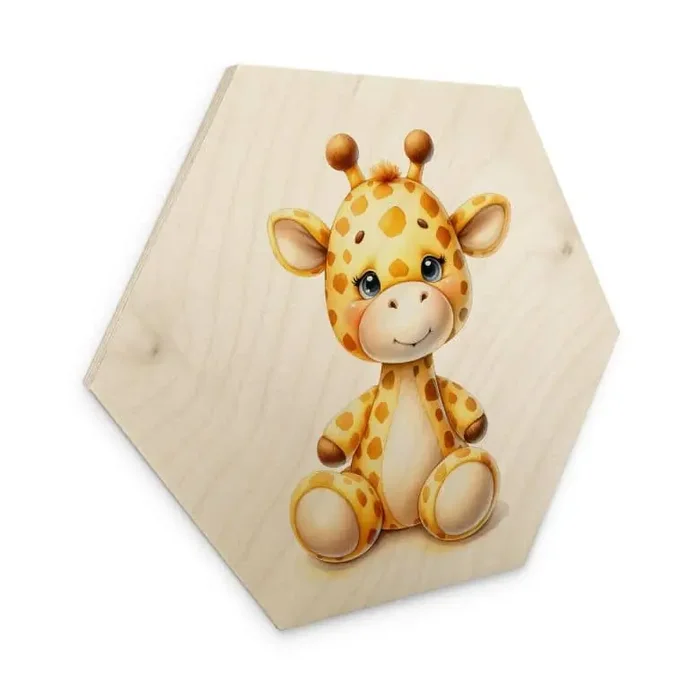 Hexagon Holzbild Kleine Giraffe – Magnusson