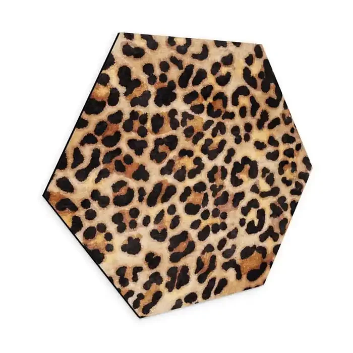 Hexagon Wandbild Wilder Leopard – Animal Print – Tunaboylu – Alu-Dibond