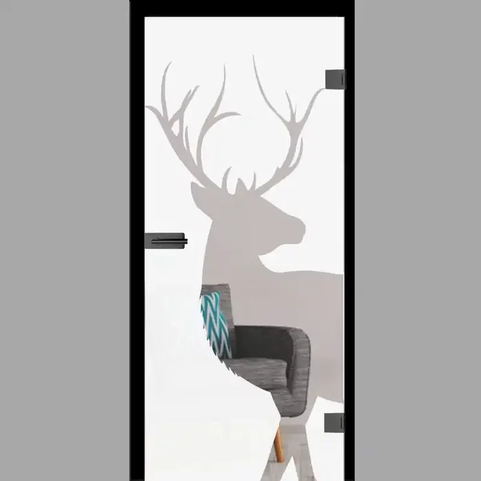 Hirsch Motiv klar Glastür – Ganzglastür / Komplettset mit Zarge von Erkelenz