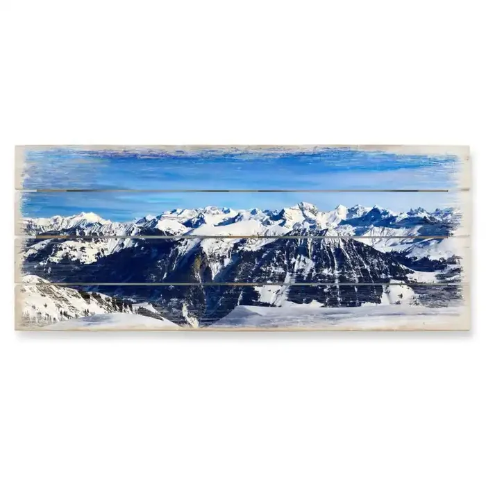Holzbild Alpenpanorama – Panorama – 100×40 cm