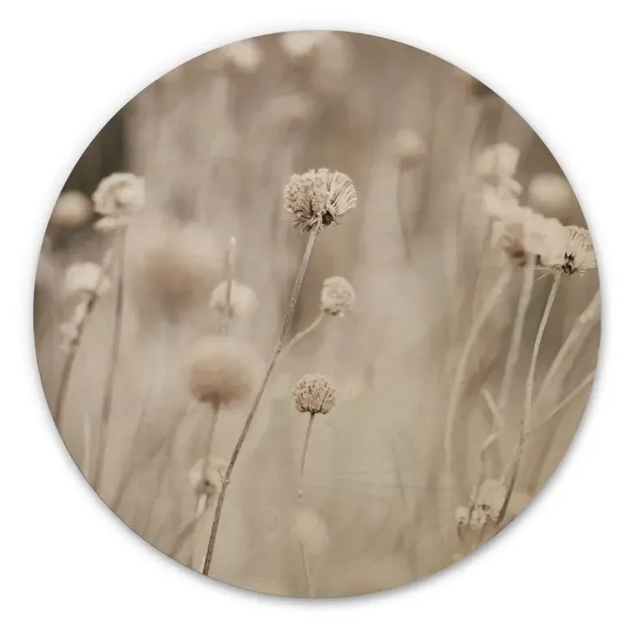 Holzbild Getrocknete Blüten in sanften Tönen – Annie – Rund