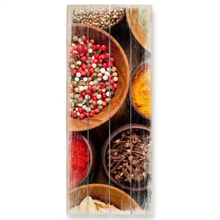 Holzbild Gewürze – Panorama – 40×100 cm