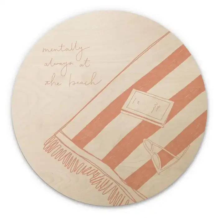 Holzbild Sehnsucht nach Strand und Meer – Soley – Rund